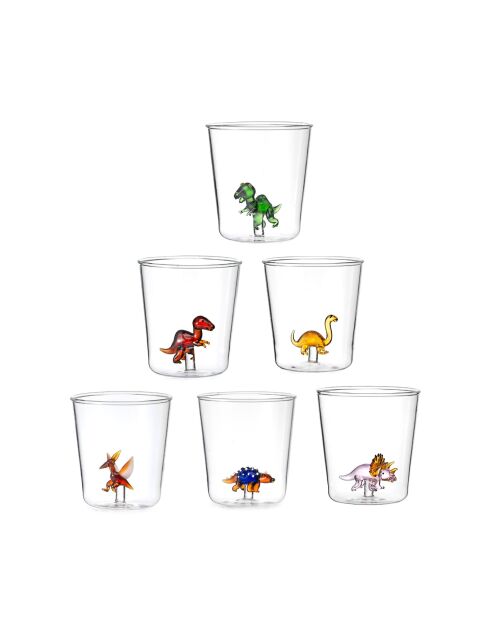 Lot de 6 verres personnages différents Dinos multicolore