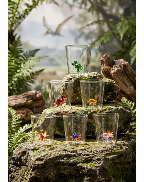 Lot de 6 verres personnages différents Dinos multicolore
