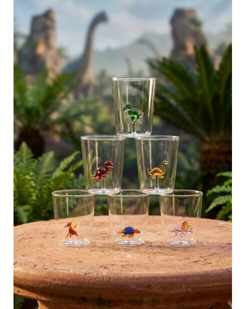 Lot de 6 verres personnages différents Dinos multicolore