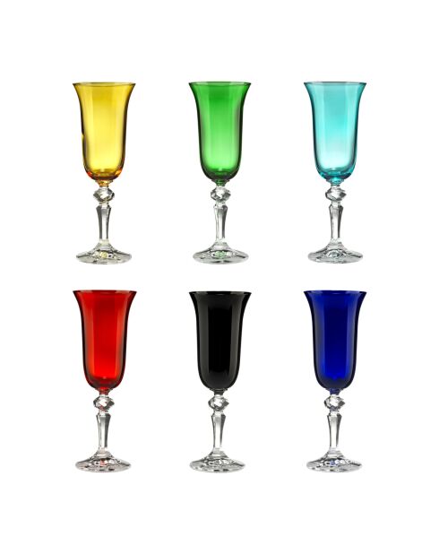 Lot de 6 flûtes calice Zaccaria multicolore - H.20,8 cm