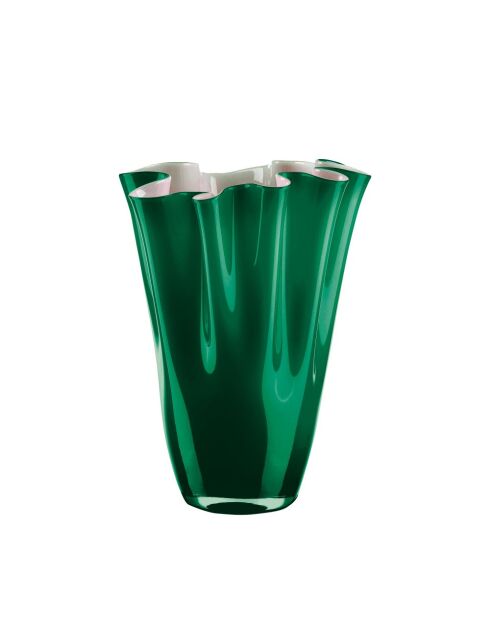 Vase ondulé opale vert forêt - H. 30 cm