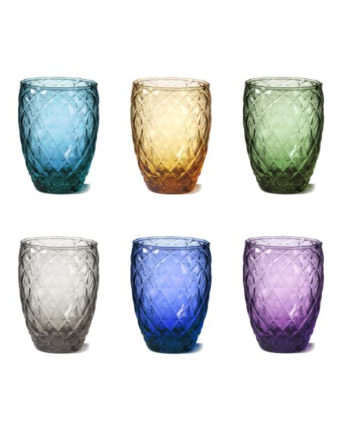 Lot de 6 verres Diamond multicolore - H.10 cm
