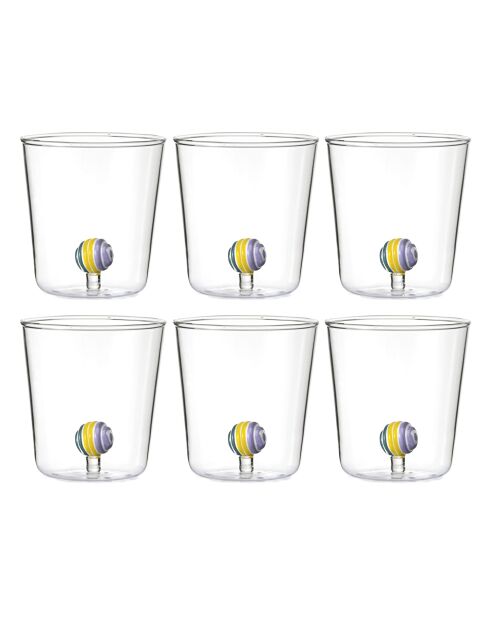 Lot de 6 verres Stripes transparent - 93 mm