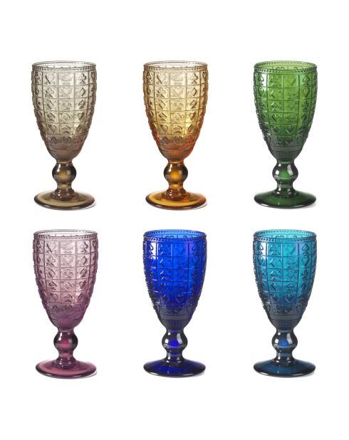 Lot de 6 verres Casino multicolore - H.17 cm