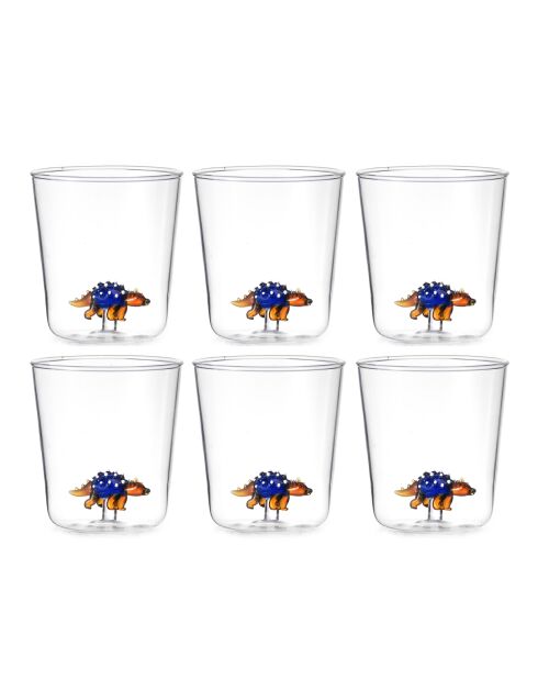 Lot de 6 verres Ancylosaurus transparent - 93 mm