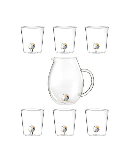 Lot de 6 verres et carafe Caractères Mono transparent
