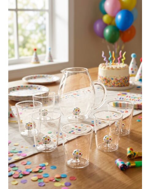 Lot de 6 verres et carafe Caractères Mono transparent
