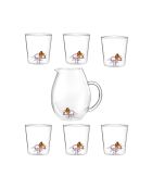 Lot de 6 verres et carafe Pz Triceraptos transparent