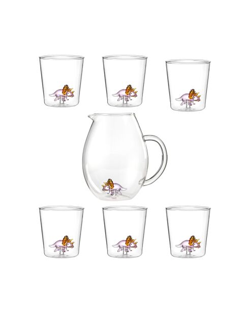 Lot de 6 verres et carafe Pz Triceraptos transparent