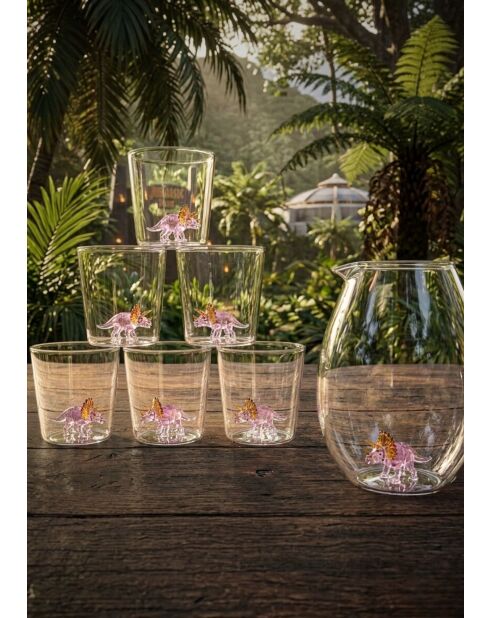 Lot de 6 verres et carafe Pz Triceraptos transparent