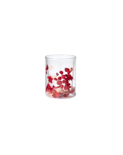 Lot de 6 verres Pétales de fleurs blanc/rouge - 10,5 cm