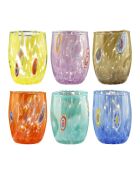 Lot de 6 verres Bombetta décorés multicolore - H.10 cm