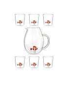 Lot de 6 verres et carafe caractères Mono Pet Friends 11 transparent