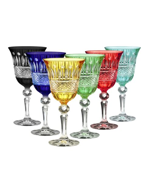 Lot de 6 verres à eau de Provence multicolores - H.18,5 cm