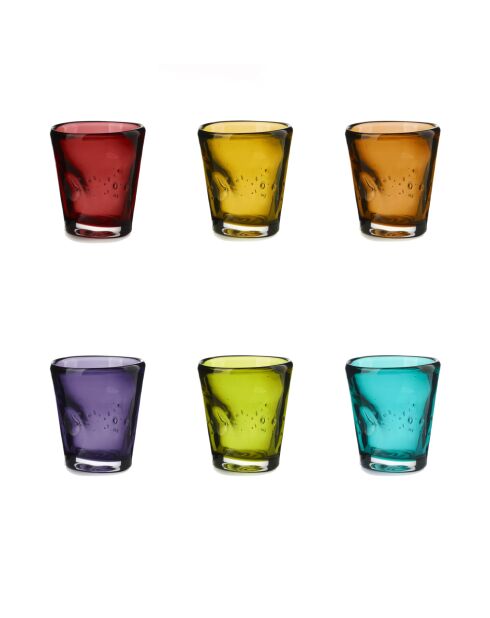 Lot de 6 verres Eolo multicolore - H.6,5 cm