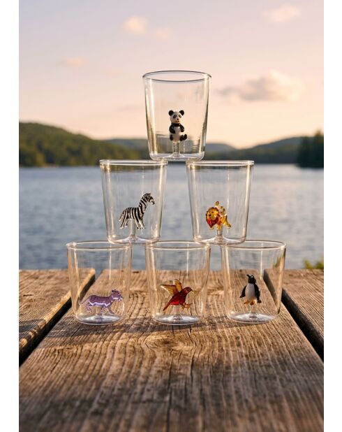 Lot de 6 verres personnages différents Savana Family Mix 6 transparent