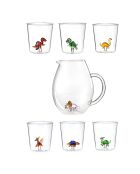 Lot de 6 verres et carafe personnages différents Dinos multicolore