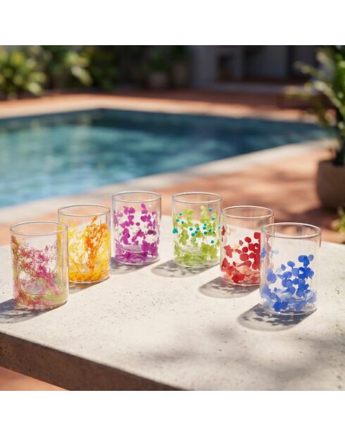 Lot de 6 verres Flovers multicolore - H.10,5 cm
