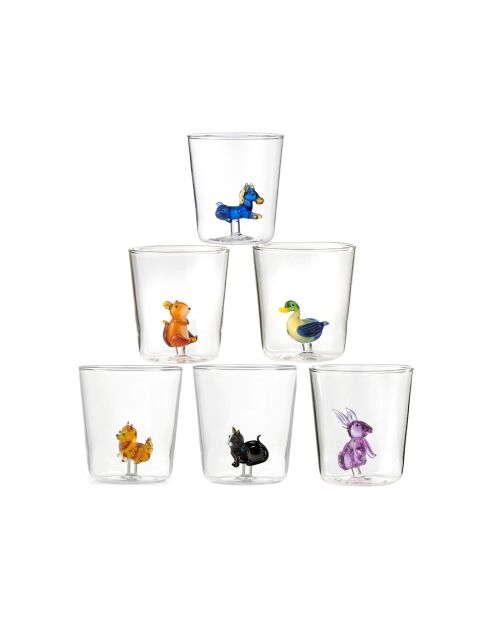 Lot de 6 verres Pet Friends Mix 4 transparent