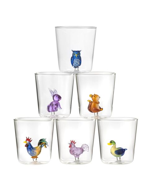 Set de 6 vasos transparentes Pet Friends Mix 2