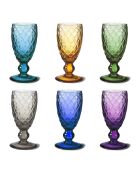 Lot de 6 verres Calice Diamants multicolore - H.17 cm