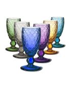 Lot de 6 verres Calice Diamants multicolore - H.17 cm