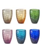 Lot de 6 verres Casino multicolore - H.10 cm
