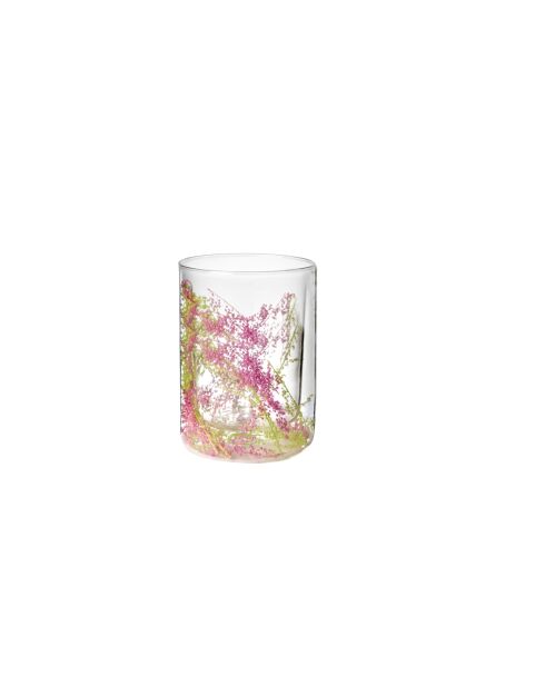 Lot de 6 verres Fleurs Branches vert/rose - 10,5 cm