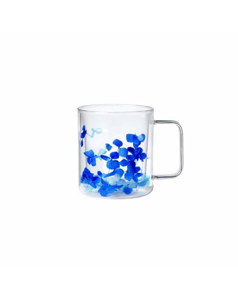 Lot de 6 mugs Pétales de fleurs bleu - H. 11 cm