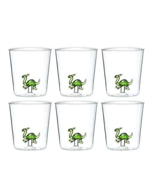 Lot de 6 verres Parasaurolophus transparent - 93 mm