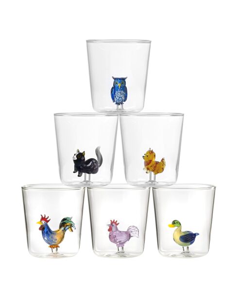Set de 6 vasos transparentes Pet Friends Mix 1