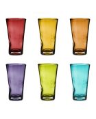 Lot de 6 verres Eolo multicolore - H.14 cm