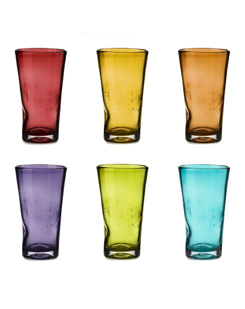 Lot de 6 verres Eolo multicolore - H.14 cm