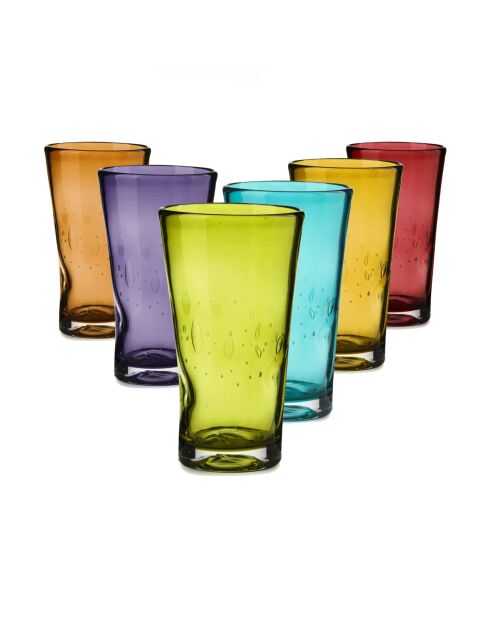 Lot de 6 verres Eolo multicolore - H.14 cm