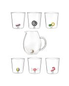 Lot de 6 verres et carafe personnages différents transparent