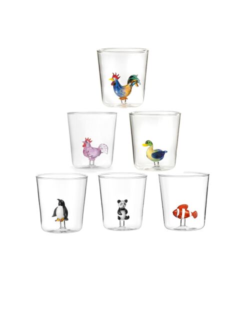 Set de 6 vasos transparentes Pet Friends Mix 6