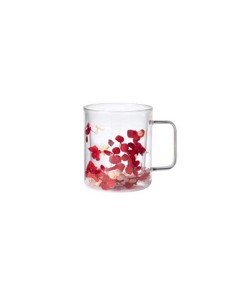 Lot de 6 tasses Flovers Petals blanc/rouge - H. 11 cm