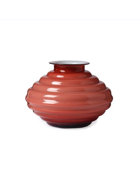 Vase ovale Anelli opale/rouge - H.20 x D.28 cm