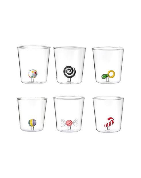 Lot de 6 verres personnages différents transparent