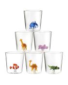 Lot de 6 verres personnages différents Savana Family Mix 2 transparent