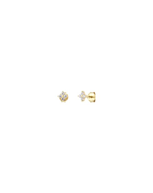 Paio di orecchini Marguerite in argento con ossidi di zirconio oro/bianchi