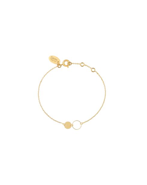 Pulsera PAS de oro fino con páctil y círculo dorado fino