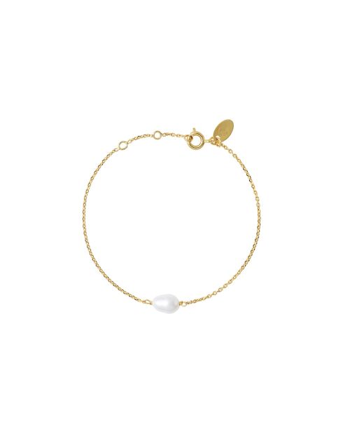 Pulsera Ariel en oro fino y decorada con una perla cultivada en oro y blanco