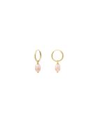 Pendientes tipo argolla Ariel en oro fino y decorados con perlas cultivadas doradas y rosas