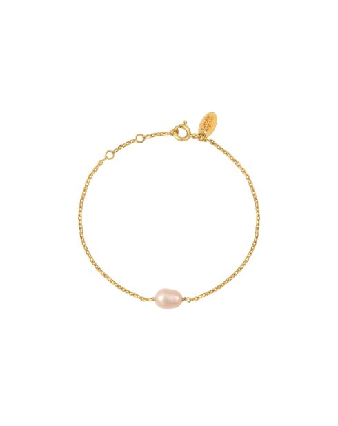 Pulsera Ariel en oro fino y decorada con una perla cultivada en oro y rosa