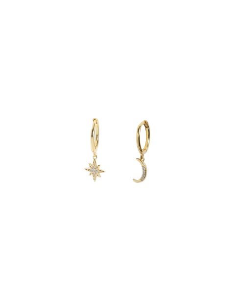 Paio di orecchini a cerchio mini Yao in acciaio inossidabile oro/bianco