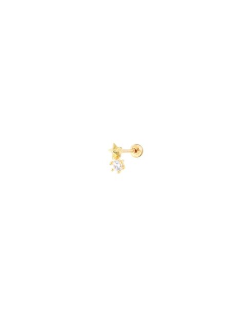 Mini piercing a stella in acciaio inossidabile e incastonato con ossidi di zirconio oro/bianco