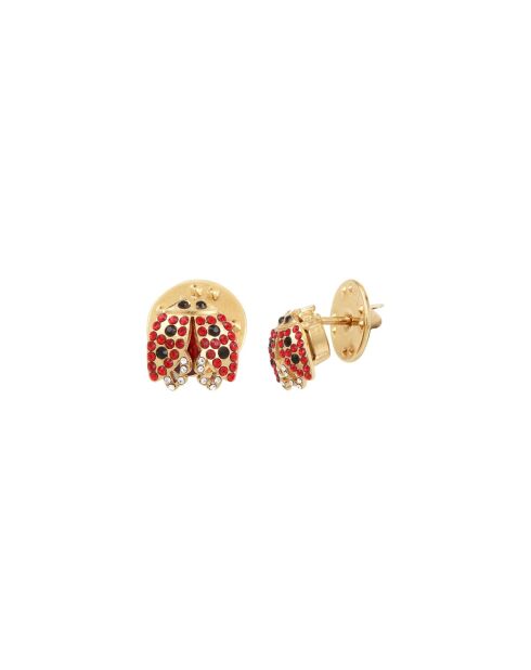 Spille a forma di coccinella in oro fino oro/rosso