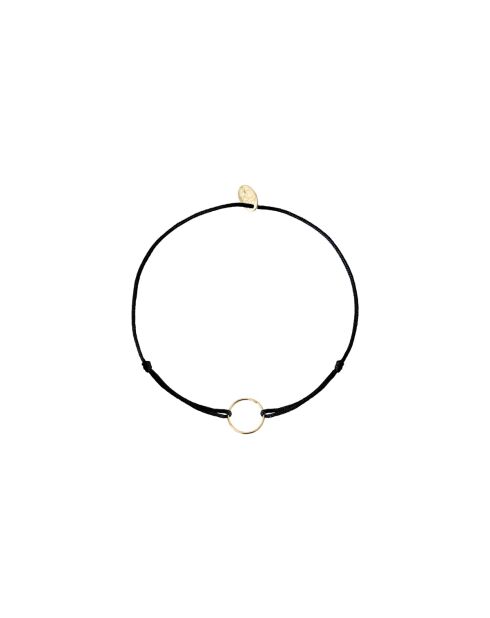 Pulsera de cordón circular en oro fino dorado/negro