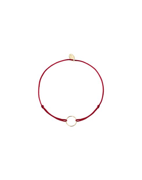 Pulsera de cordón circular en oro fino dorado/rojo